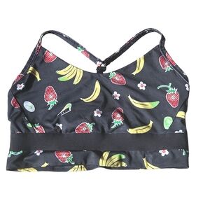 Nike Indy Dri-Fit Light Support Sports Bra with Black Fruit Print, Size L